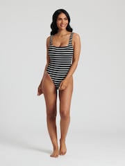 South Beach Monochrome Crinkle Textured Scoop Neck Swimsuit - Image 5 of 6