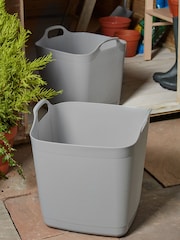 Wham Set of 2 Grey 25Ltr Flexi-Store Graduated Square Plastic Storage Tubs - Image 2 of 2