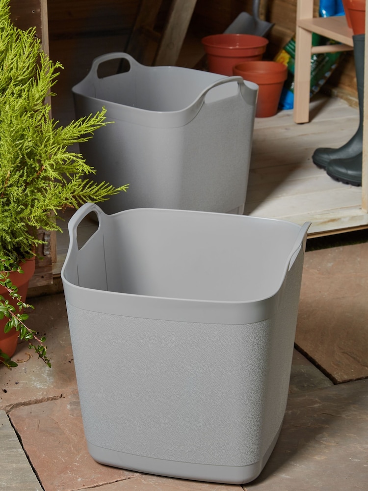 Wham Set of 2 Grey 25Ltr Flexi-Store Graduated Square Plastic Storage Tubs - Image 2 of 2
