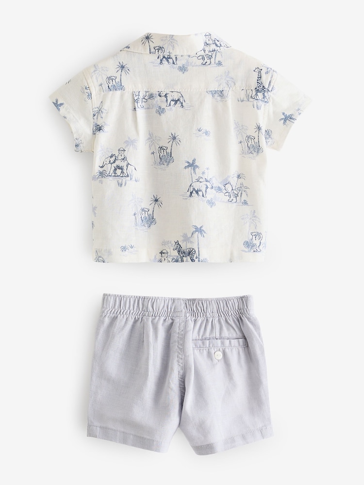 Gap White Brannan Bear Print Shirt, Shorts & Hat Set (Newborn-24mths) - Image 2 of 6