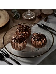 Lights4fun Rose Gold Glass Light Up Pumpkin Decoration Trio - Image 2 of 2
