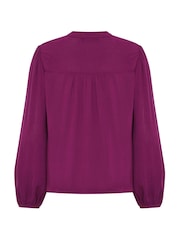 M&Co Purple Crochet Insert Long Sleeve Blouse - Image 6 of 6