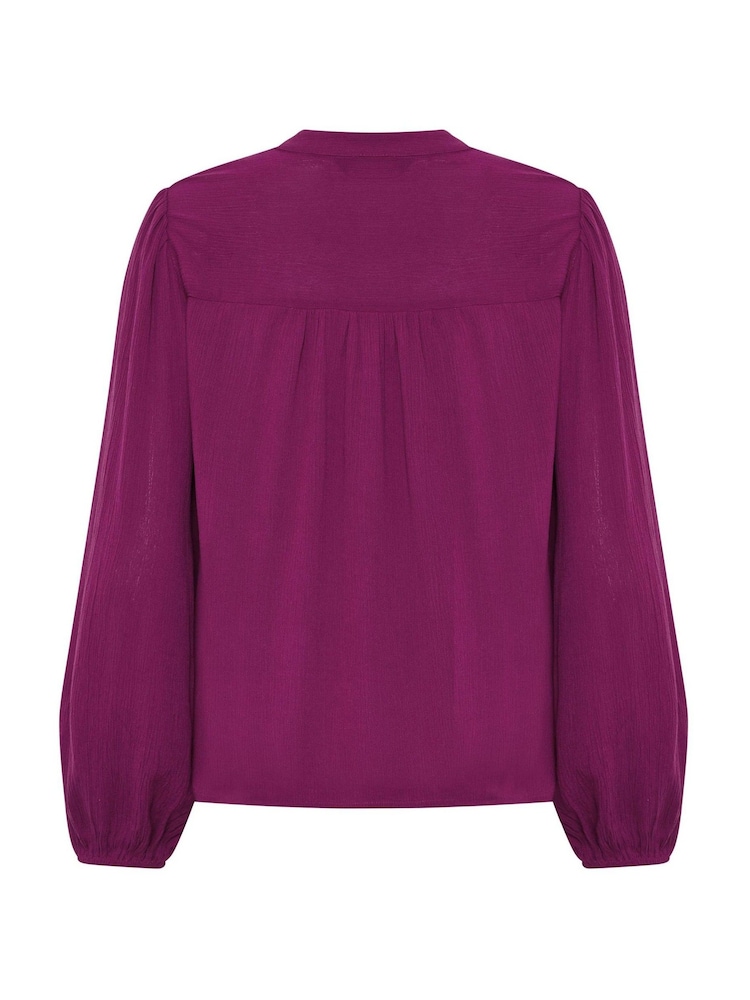 M&Co Purple Crochet Insert Long Sleeve Blouse - Image 6 of 6 M&Co Purple Crochet Insert Long Sleeve Blouse - Image 6 of 6