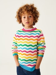 Little Bird by Jools Oliver Multi 100% Cotton Striped Knitted Jumper - Image 2 of 7