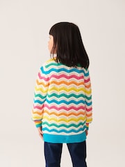 Little Bird by Jools Oliver Multi 100% Cotton Striped Knitted Jumper - Image 4 of 7