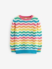 Little Bird by Jools Oliver Multi 100% Cotton Striped Knitted Jumper - Image 5 of 7
