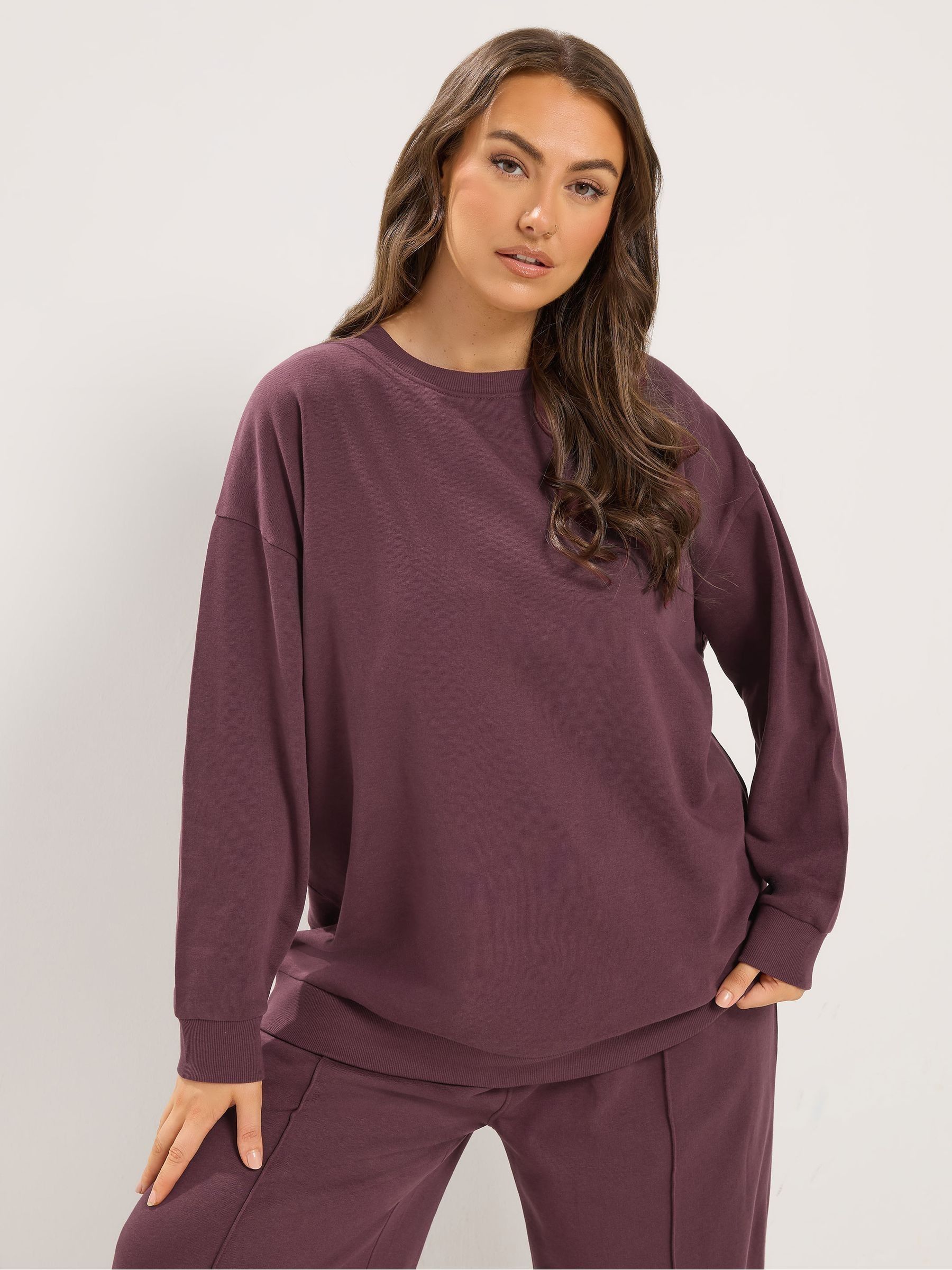 Yours Women's Burgundy Crew Neck Sweatshirt In | Size: 30/32 - Image 2