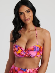 South Beach Pink Printed Twisted Halterneck Bikini Set - Image 5 of 6