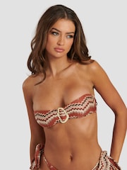 South Beach Natural Crochet Bandeau Top And Tie Side Briefs - Image 4 of 6