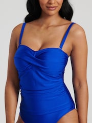 South Beach Blue Bandeau Tummy Control Swimsuit With Removeable Strap - Image 3 of 5