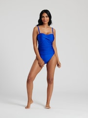 South Beach Blue Bandeau Tummy Control Swimsuit With Removeable Strap - Image 5 of 5