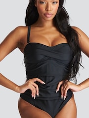 South Beach Black Bandeau Tummy Control Swimsuit With Removeable Strap - Image 4 of 5