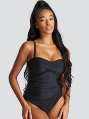 South Beach Black Bandeau Tummy Control Swimsuit With Removeable Strap - Image 5 of 5