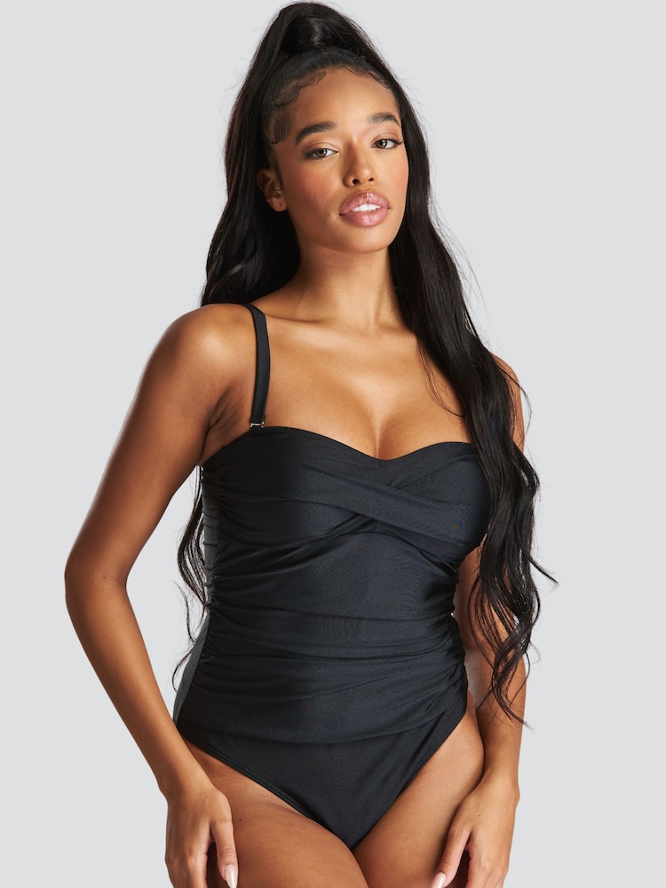 South Beach Black Bandeau Tummy Control Swimsuit With Removeable Strap - Image 5 of 5