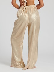 South Beach Gold Metallic Foil Wide Leg Trousers - Image 2 of 6