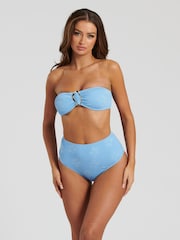 South Beach Blue Crinkle Daisy Bandeau Bikini Set - Image 1 of 5