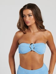 South Beach Blue Crinkle Daisy Bandeau Bikini Set - Image 3 of 5