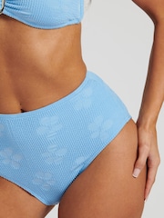 South Beach Blue Crinkle Daisy Bandeau Bikini Set - Image 4 of 5