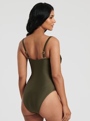 South Beach Khaki Green Bandeau Tummy Control Swimsuit With Removeable Strap - Image 2 of 6