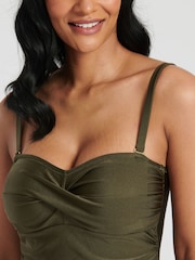 South Beach Khaki Green Bandeau Tummy Control Swimsuit With Removeable Strap - Image 3 of 6