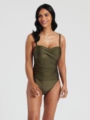 South Beach Khaki Green Bandeau Tummy Control Swimsuit With Removeable Strap - Image 6 of 6