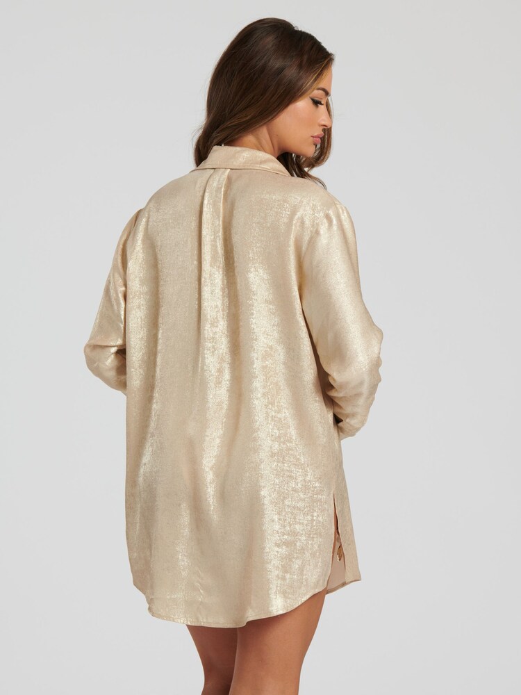 South Beach Gold Metallic Foil Beach Shirt - Image 2 of 6