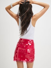 River Island Pink Square Sequin Mini Skirt - Image 2 of 4