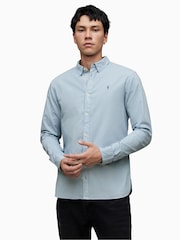 AllSaints Blue Hawthorne Long Sleeved Shirt - Image 1 of 4
