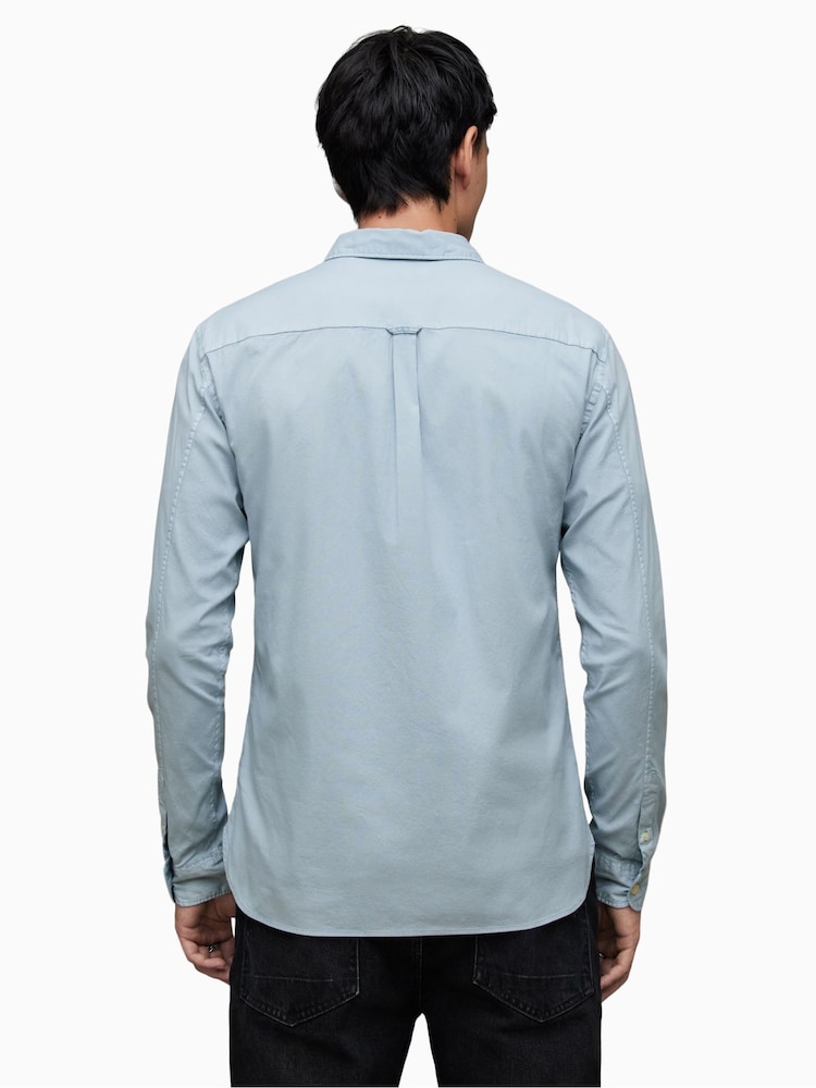 AllSaints Blue Hawthorne Long Sleeved Shirt - Image 2 of 4