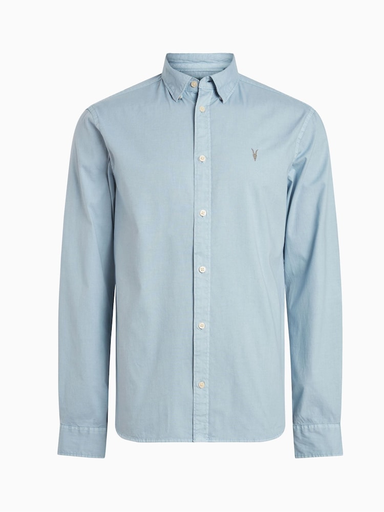 AllSaints Blue Hawthorne Long Sleeved Shirt - Image 4 of 4