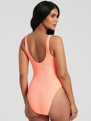 South Beach Pink Crinkle Textured Scoop Neck Swimsuit - Image 2 of 6