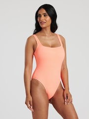 South Beach Pink Crinkle Textured Scoop Neck Swimsuit - Image 6 of 6