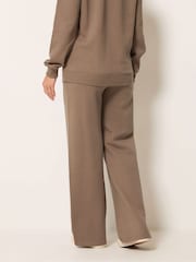 Long Tall Sally Brown Embroidered Wide Leg Joggers - Image 3 of 6