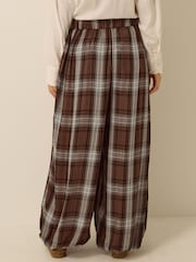 Monsoon Brown Maya Check Print Balloon Trousers - Image 3 of 4