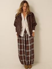 Monsoon Brown Maya Check Print Balloon Trousers - Image 4 of 4