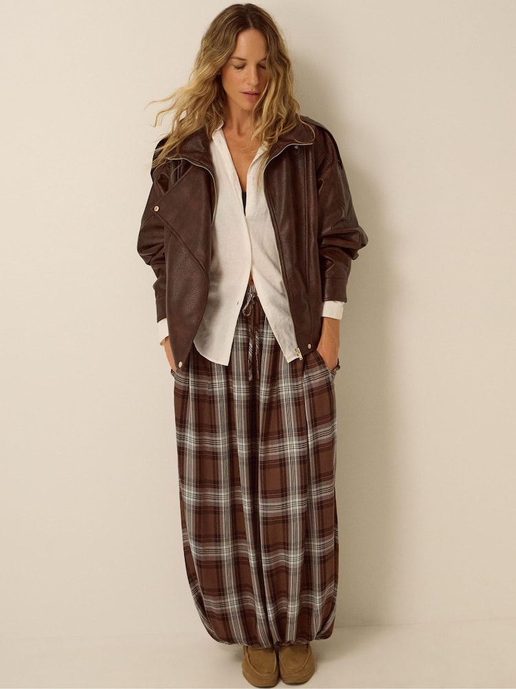 Monsoon Brown Maya Check Print Balloon Trousers - Image 4 of 4 Monsoon Brown Maya Check Print Balloon Trousers - Image 4 of 4
