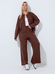 Yours Curve Brown Limited Rose Jacquard Cardigan Co-Ord - Image 3 of 5
