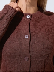 Yours Curve Brown Limited Rose Jacquard Cardigan Co-Ord - Image 5 of 5