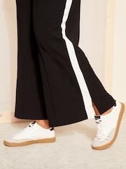 Curves Like These Black Side Stripe Wide Leg Trousers - Image 3 of 4