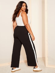 Curves Like These Black Side Stripe Wide Leg Trousers - Image 4 of 4