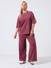 Yours Curve Red Limited Acid Wash Seam Detail Co-Ord Top - Image 2 of 6