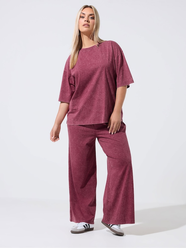 Yours Curve Red Limited Acid Wash Seam Detail Co-Ord Top - Image 2 of 6