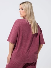 Yours Curve Red Limited Acid Wash Seam Detail Co-Ord Top - Image 3 of 6
