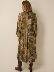 Monsoon Green Laoise Floral Patchwork Midi Dress - Image 3 of 5