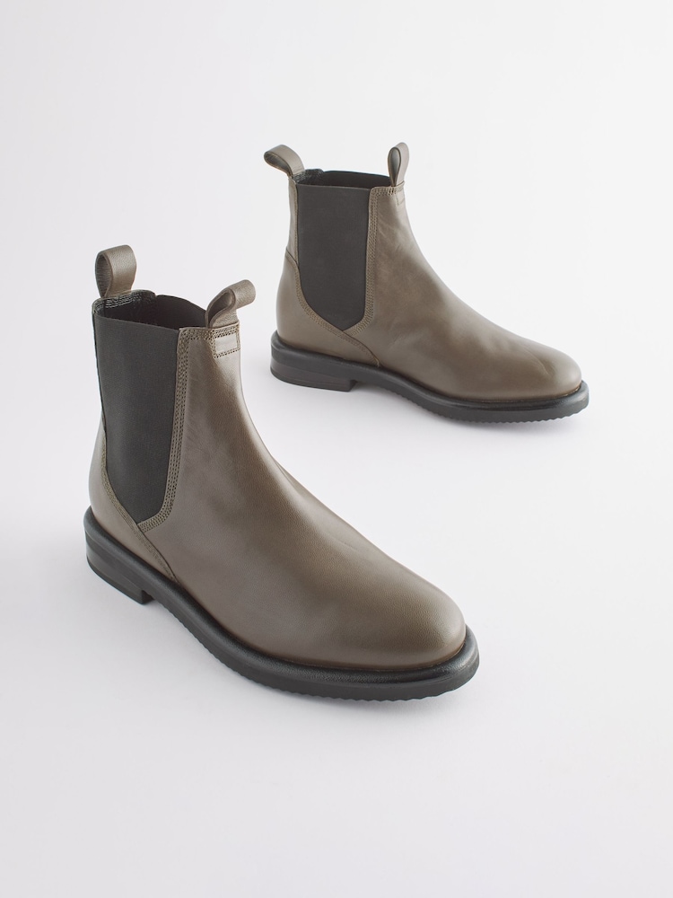Khaki Green Regular/Wide Fit Forever Comfort® Leather Chelsea Boots - Image 1 of 5