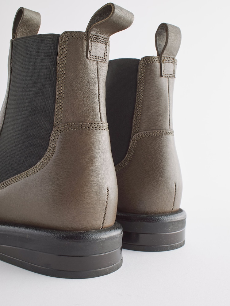 Khaki Green Regular/Wide Fit Forever Comfort® Leather Chelsea Boots - Image 5 of 5