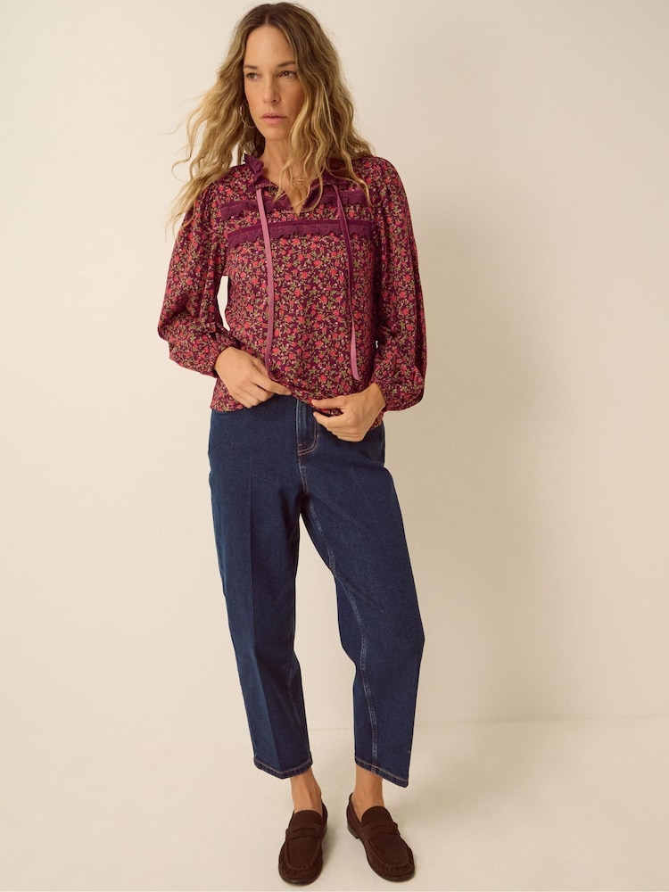 Monsoon Red Sophie Floral Print Jersey Top - Image 2 of 6 Monsoon Red Sophie Floral Print Jersey Top - Image 2 of 6