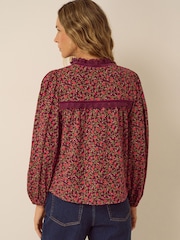 Monsoon Red Sophie Floral Print Jersey Top - Image 3 of 6