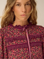 Monsoon Red Sophie Floral Print Jersey Top - Image 4 of 6