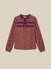 Monsoon Red Sophie Floral Print Jersey Top - Image 6 of 6